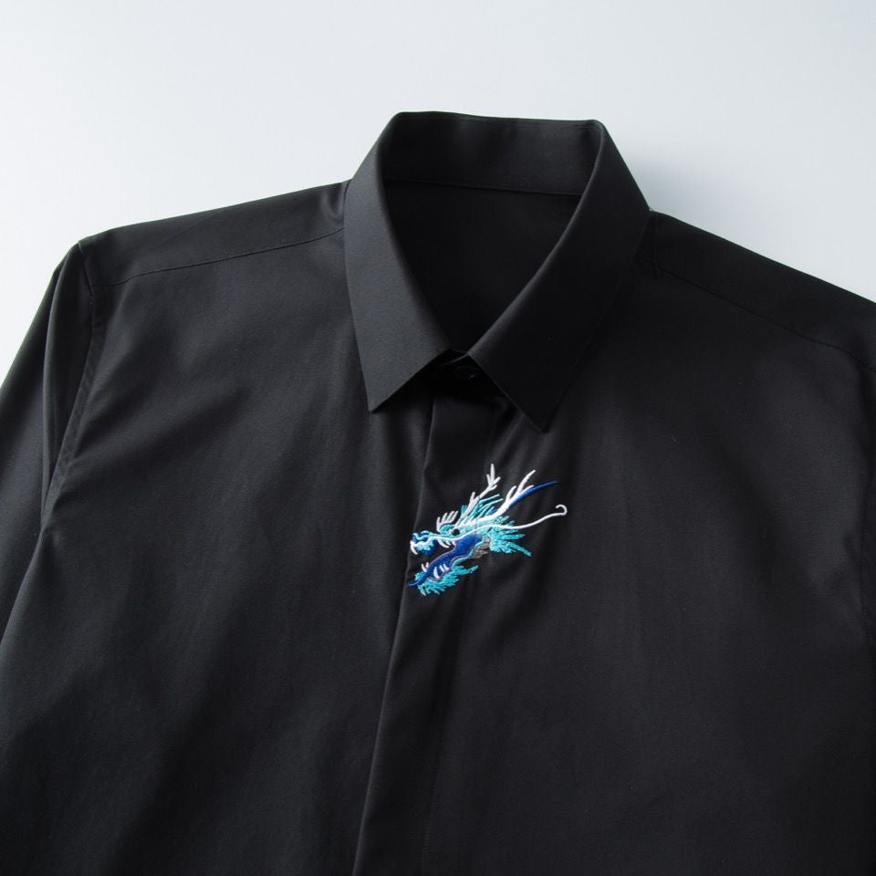 Noir Bloom Crystal Embroidered Shirt