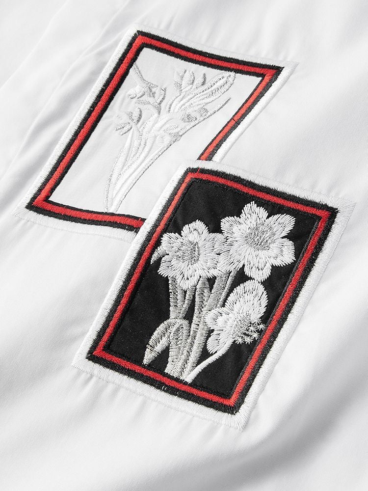 Floral Frame Embroidered Patch Shirt