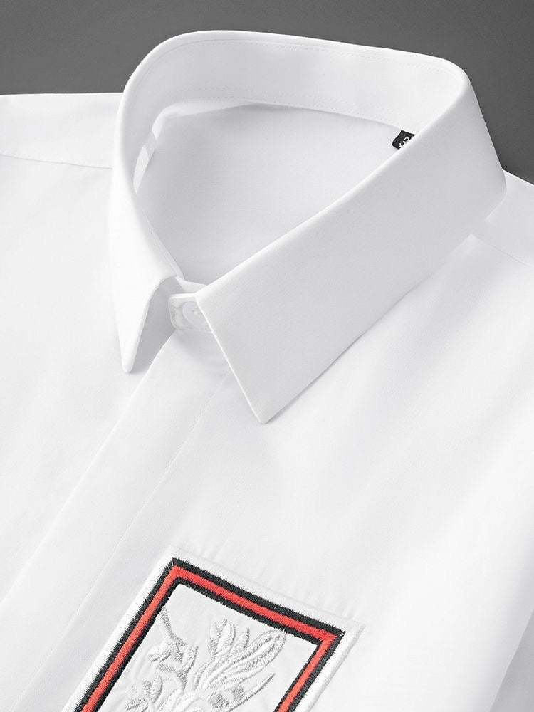 Floral Frame Embroidered Patch Shirt