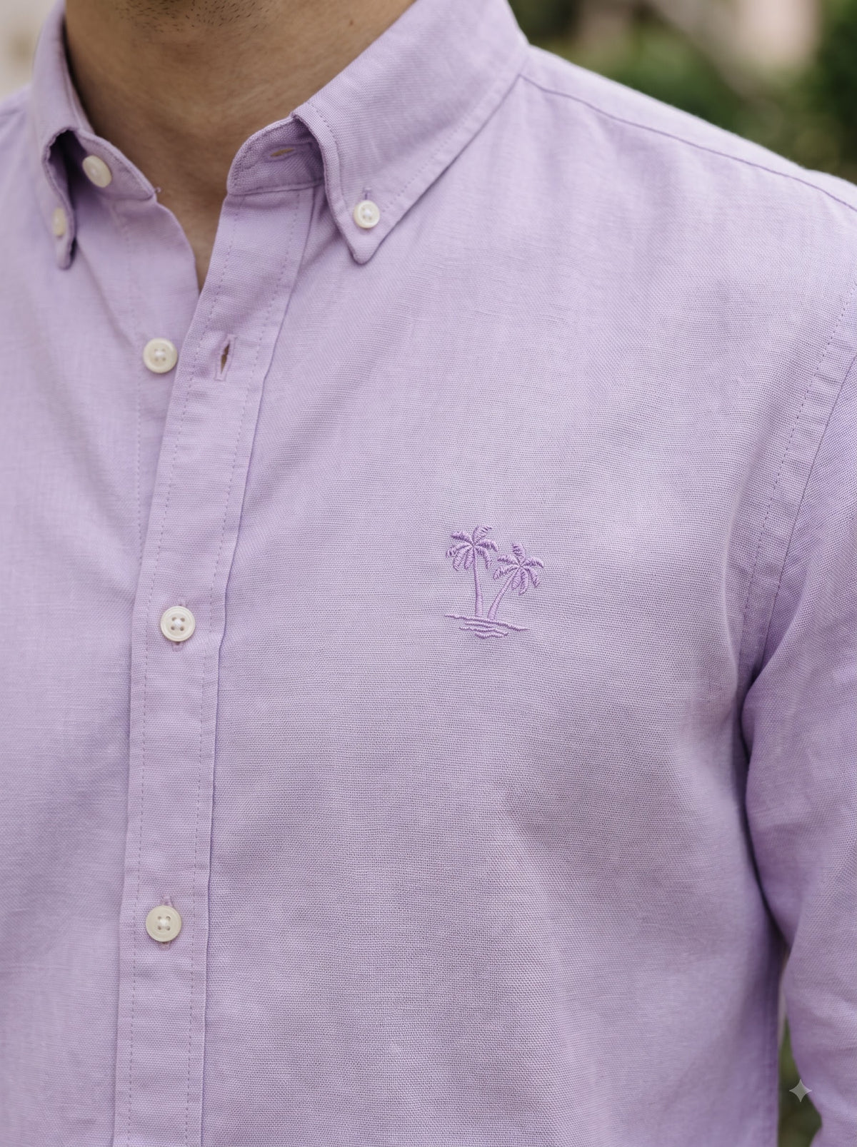 Men's Lilac Mist Linen Button-Down Shirt | Breathable Casual Shirt