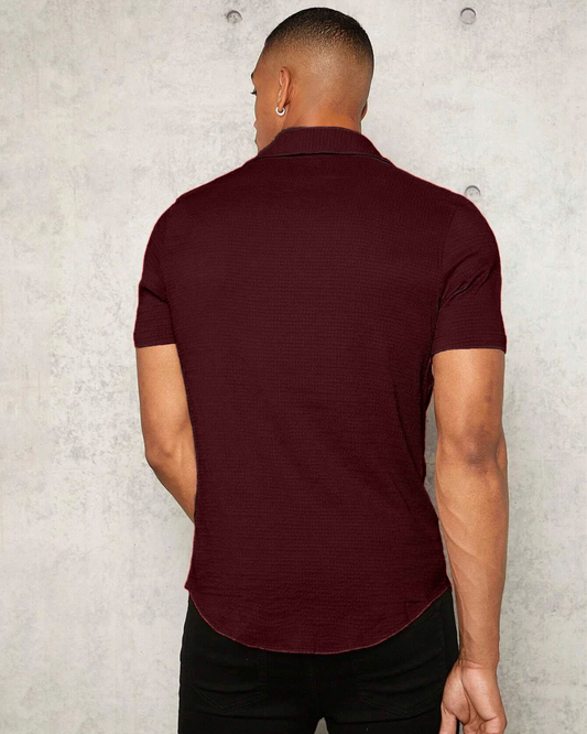 Venetian Red Seersucker  Shirt