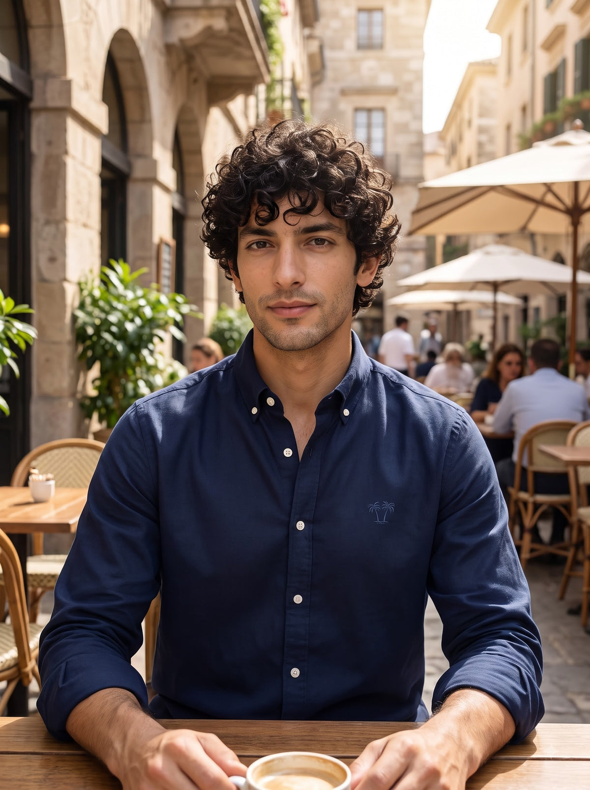 Men's Deep Navy Linen Button-Down Shirt | Breathable Casual Shirt