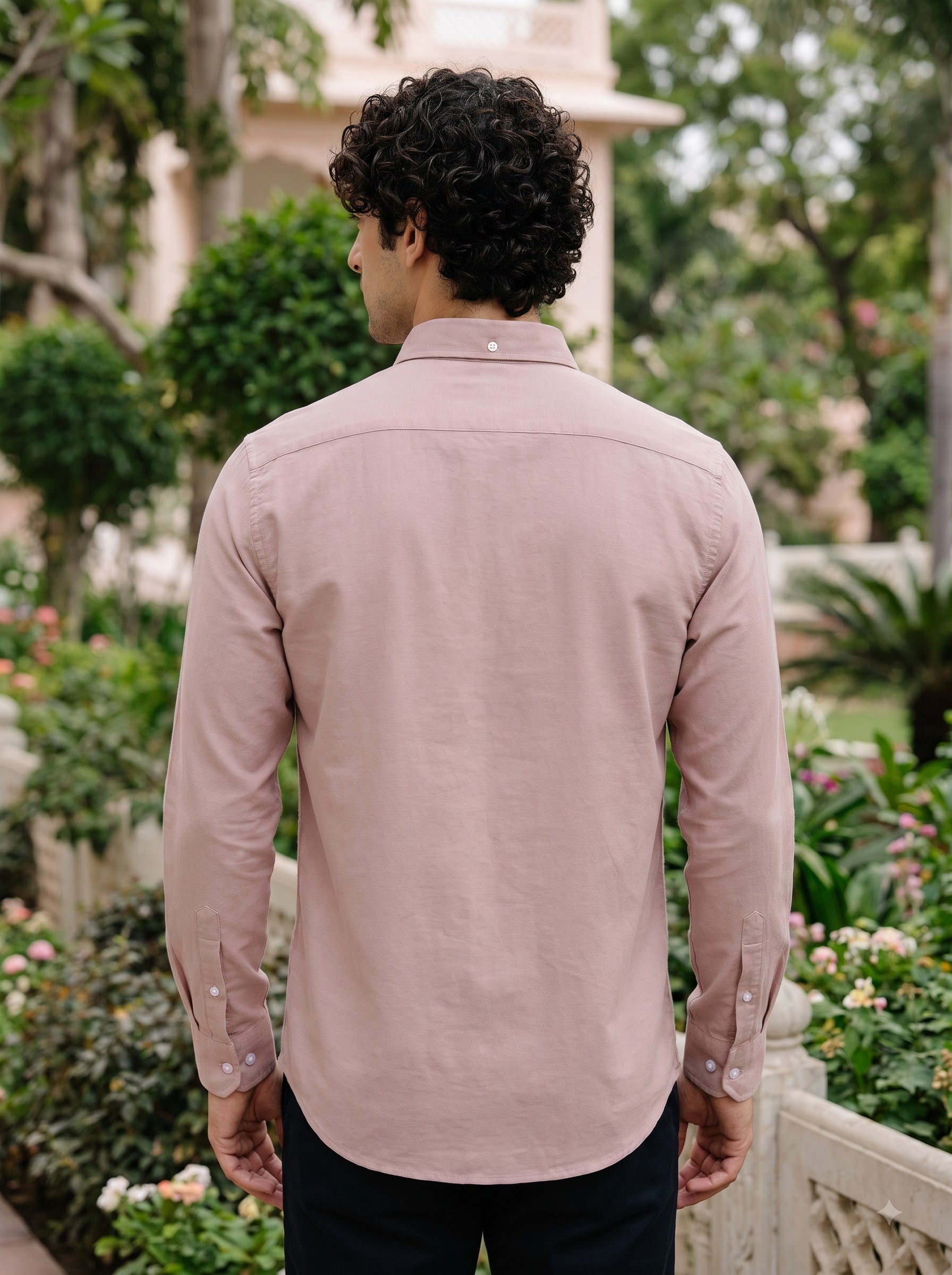 Men's Blush Rose Linen Button-Down Shirt | Breathable Casual Shirt