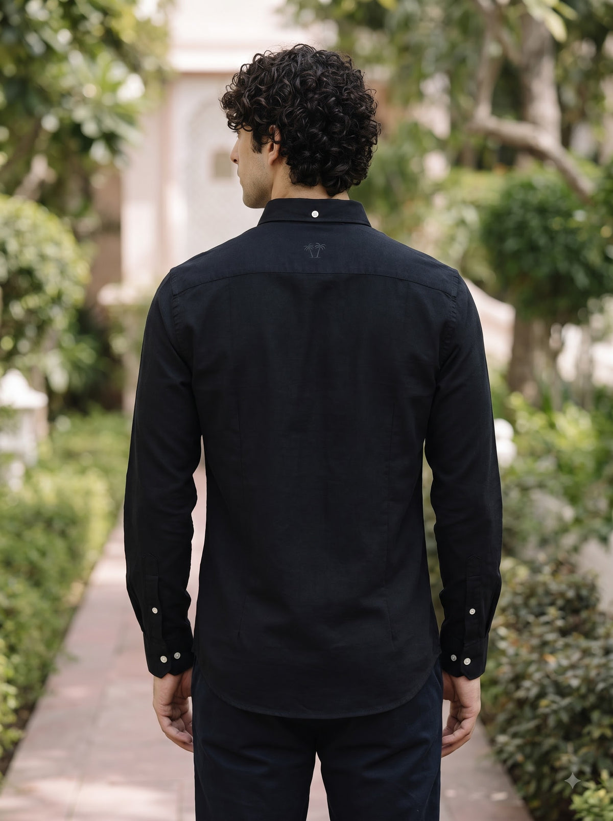 Men's Midnight Black Linen Button-Down Shirt | Breathable Casual Shirt