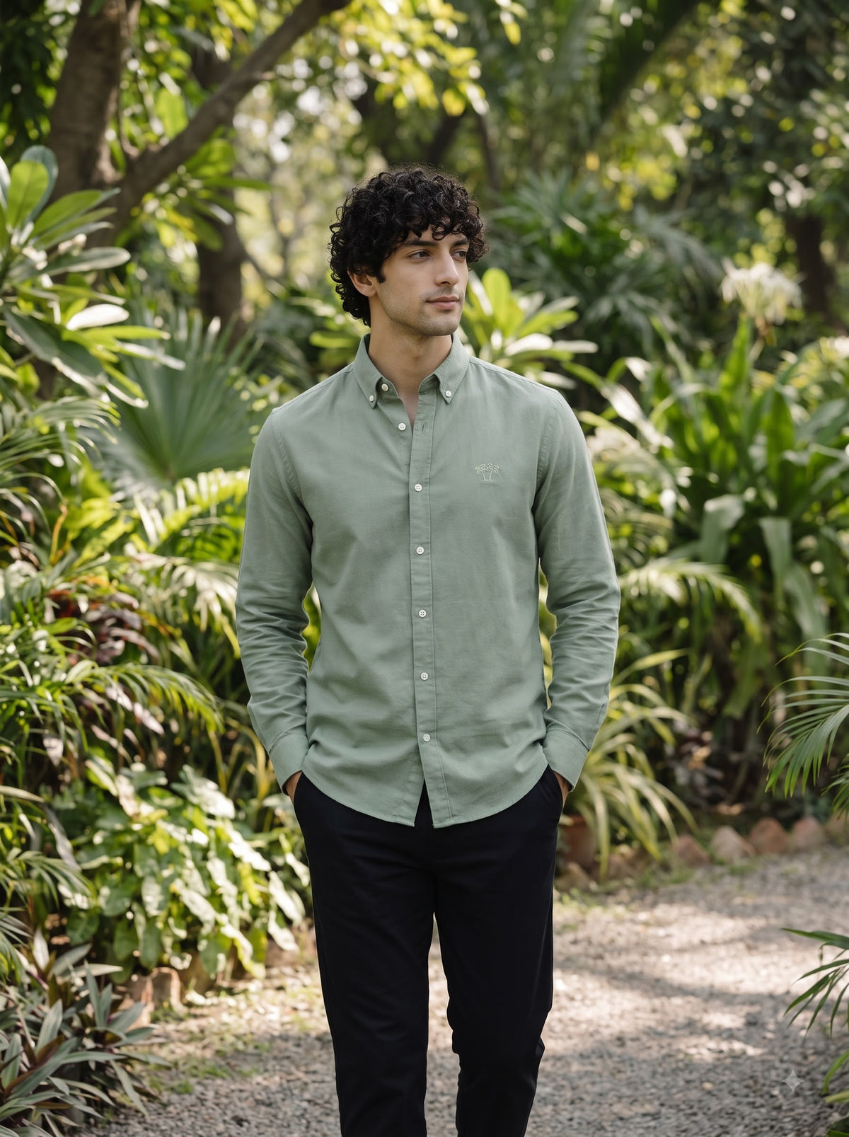 Men's Sage Mist Linen Button-Down Shirt | Breathable Casual Shirt