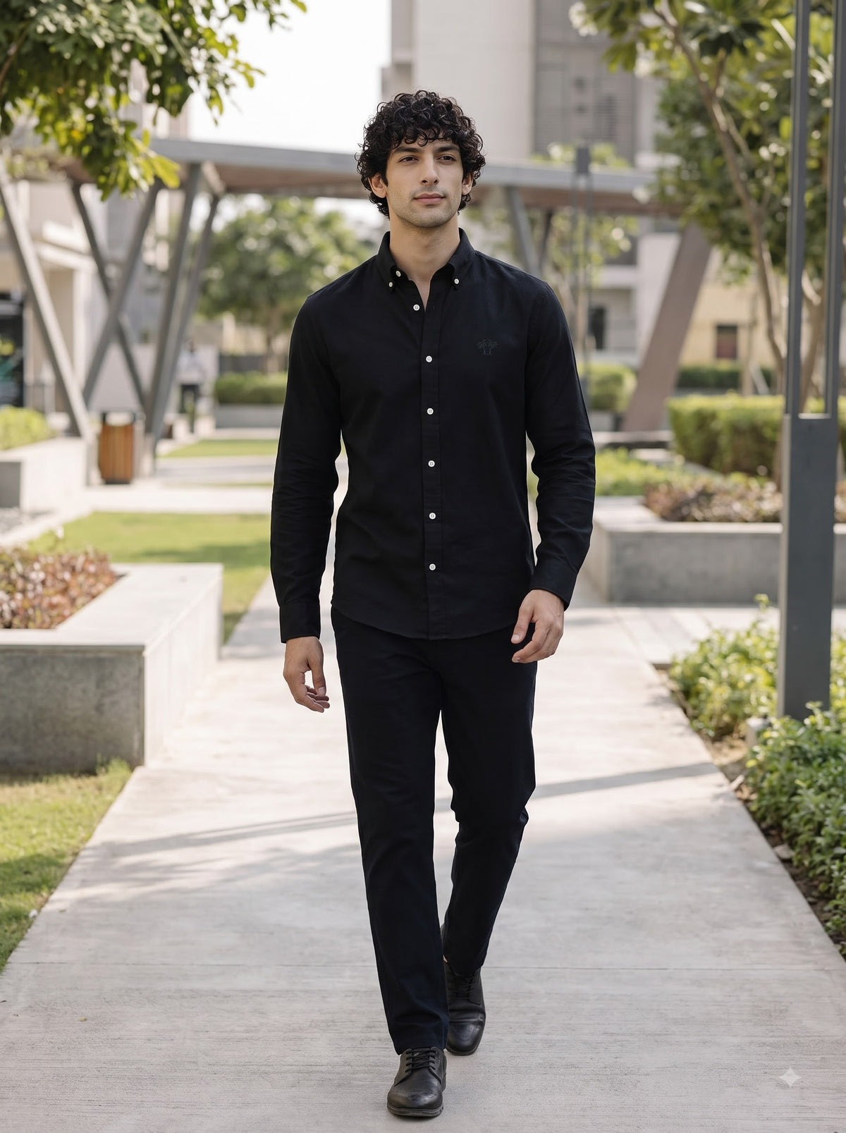 Men's Midnight Black Linen Button-Down Shirt | Breathable Casual Shirt