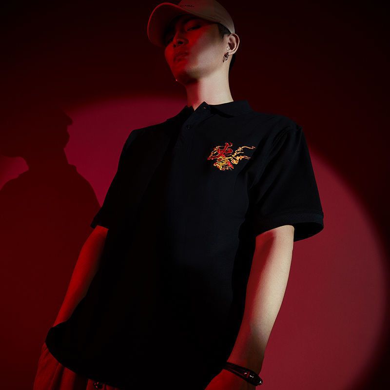 Embroidered Flame Phoenix T-Shirt