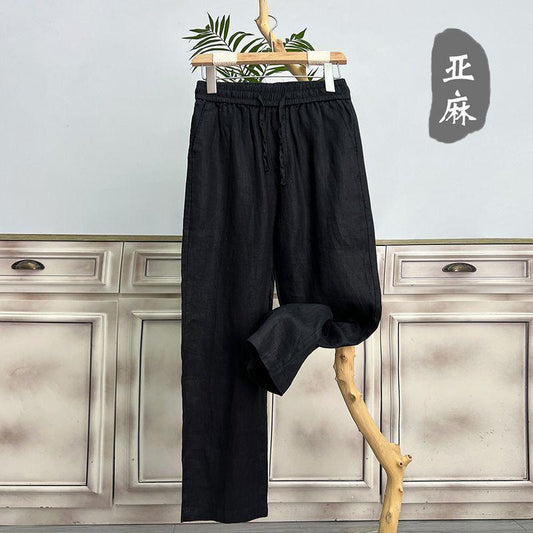 Men's Casual Loose-Fit Linen Pants with Drawstring Waist