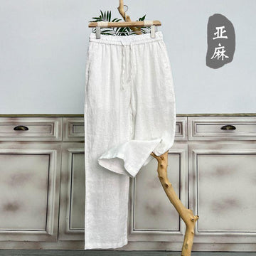 Men's Casual Loose-Fit Linen Pants with Drawstring Waist