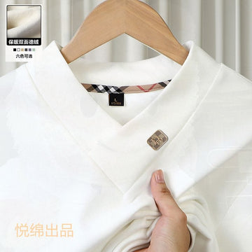 Elegant Solid Men's Long-Sleeve V-Neck T-Shirt