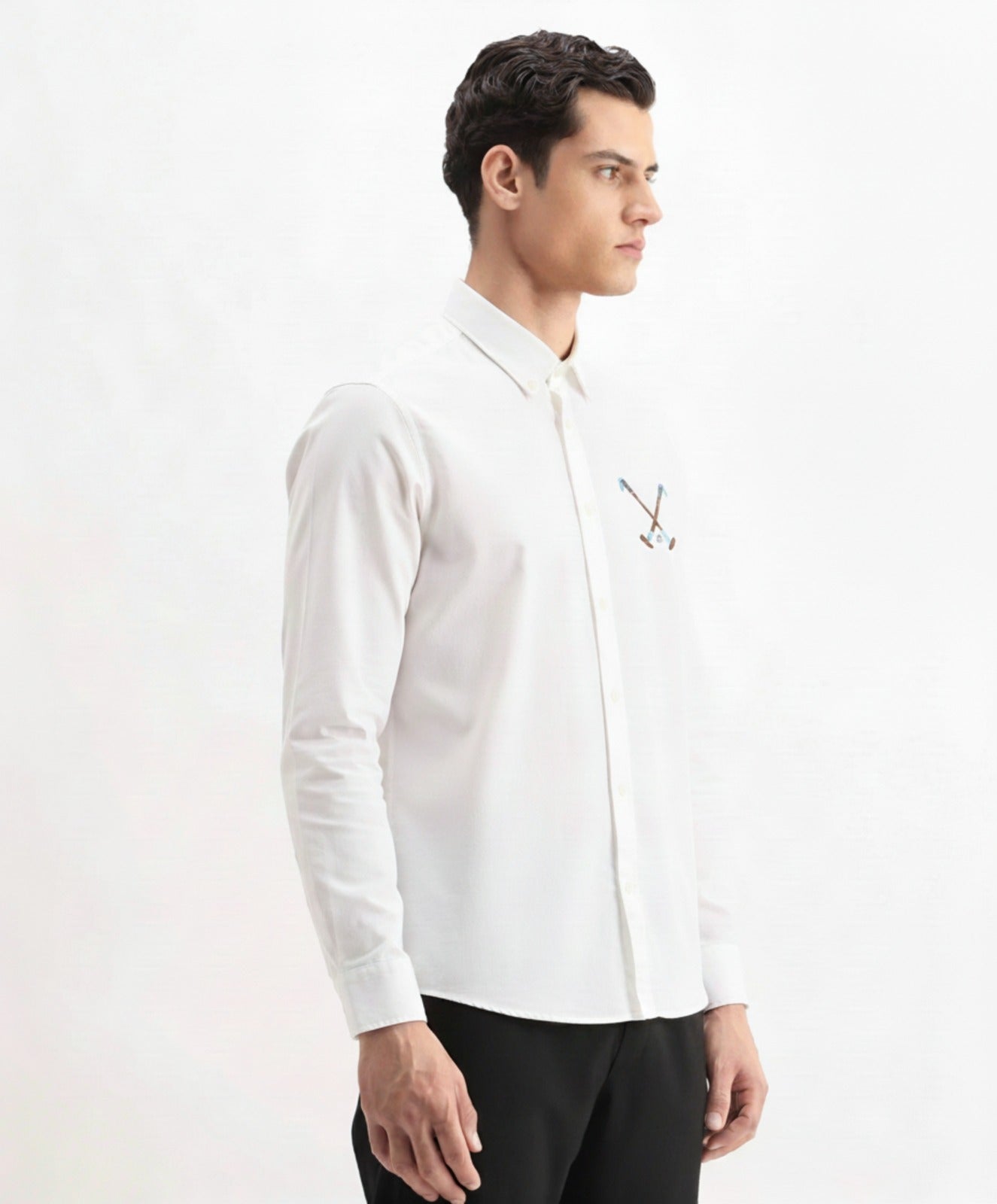 Men's Classic Oxford Shirt with Crossed-Club Embroidery