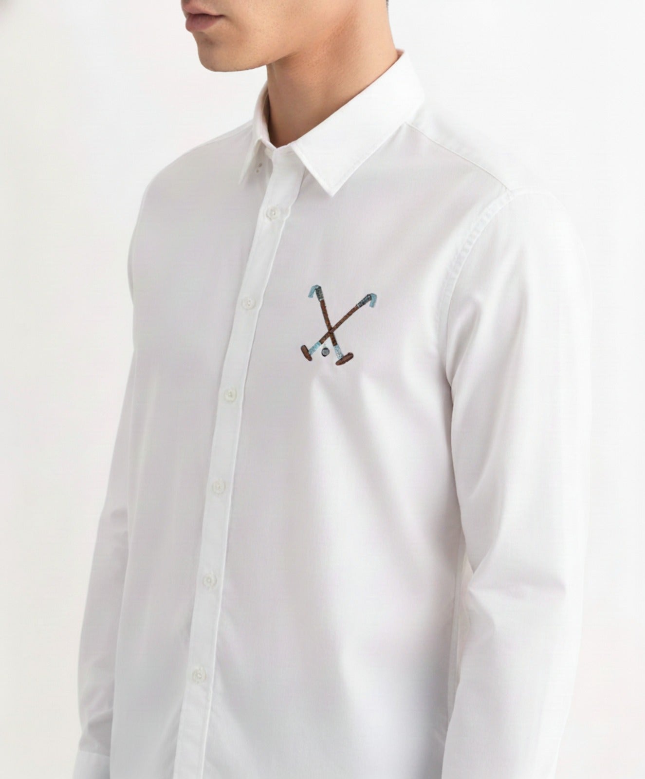 Men's Classic Oxford Shirt with Crossed-Club Embroidery