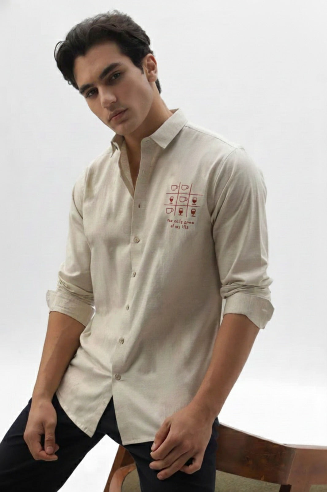 Men’s Casual Shirt with “Daily Game of My Life” Minimal Print