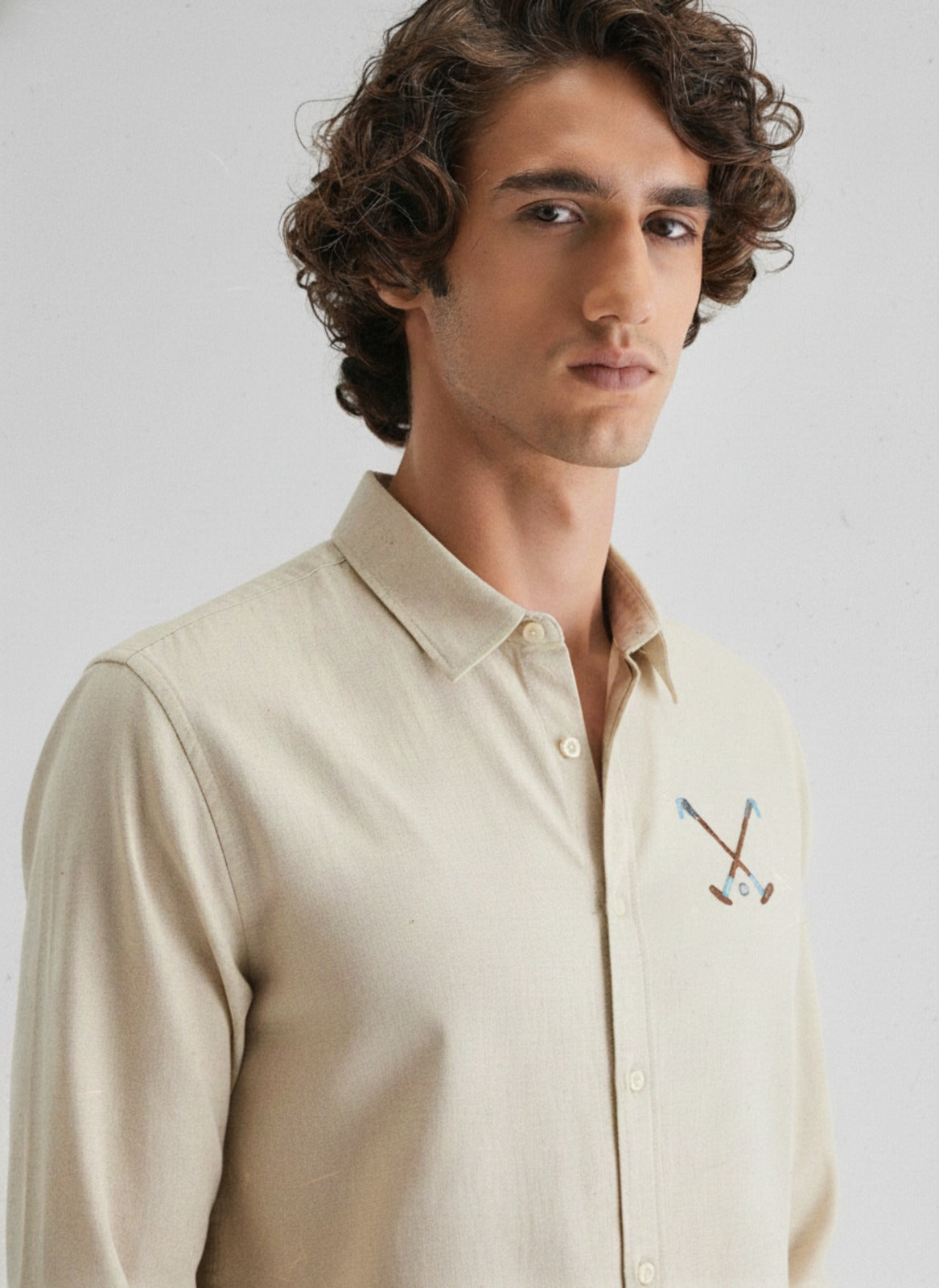 Men's Classic Oxford Shirt with Crossed-Club Embroidery