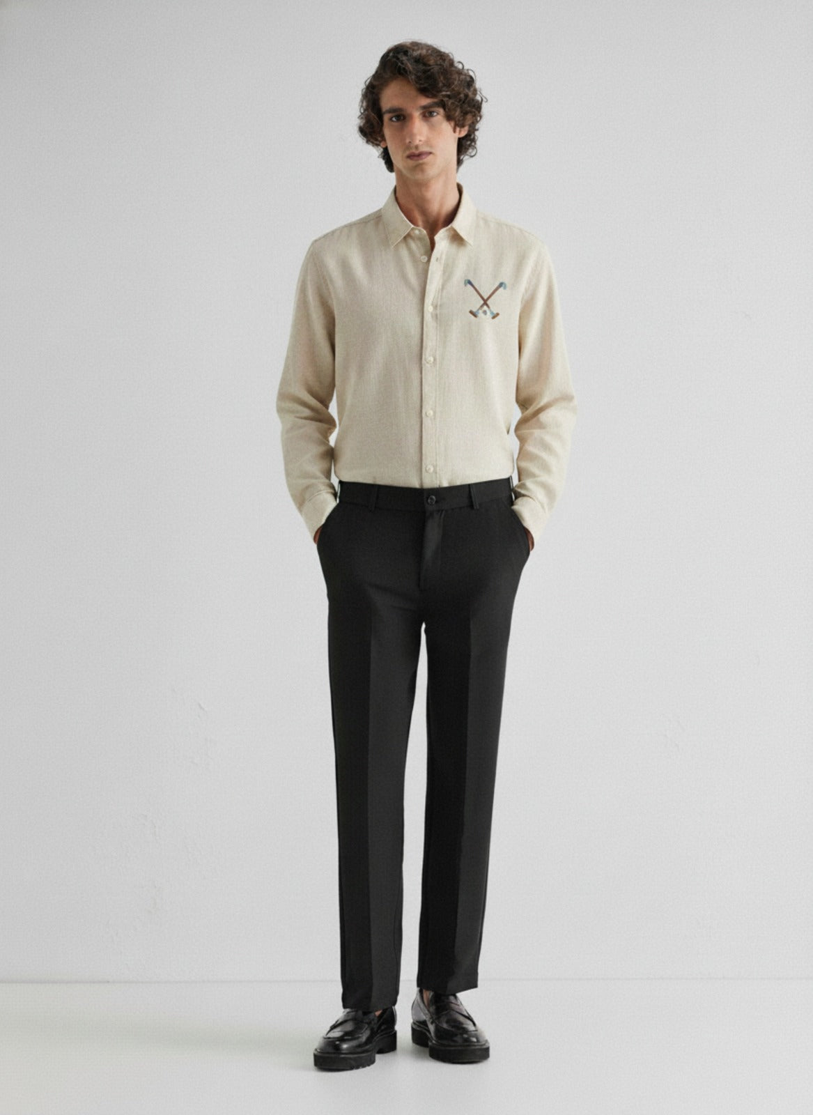 Men's Classic Oxford Shirt with Crossed-Club Embroidery