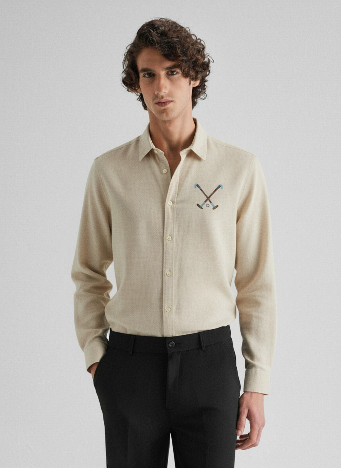 Men's Classic Oxford Shirt with Crossed-Club Embroidery