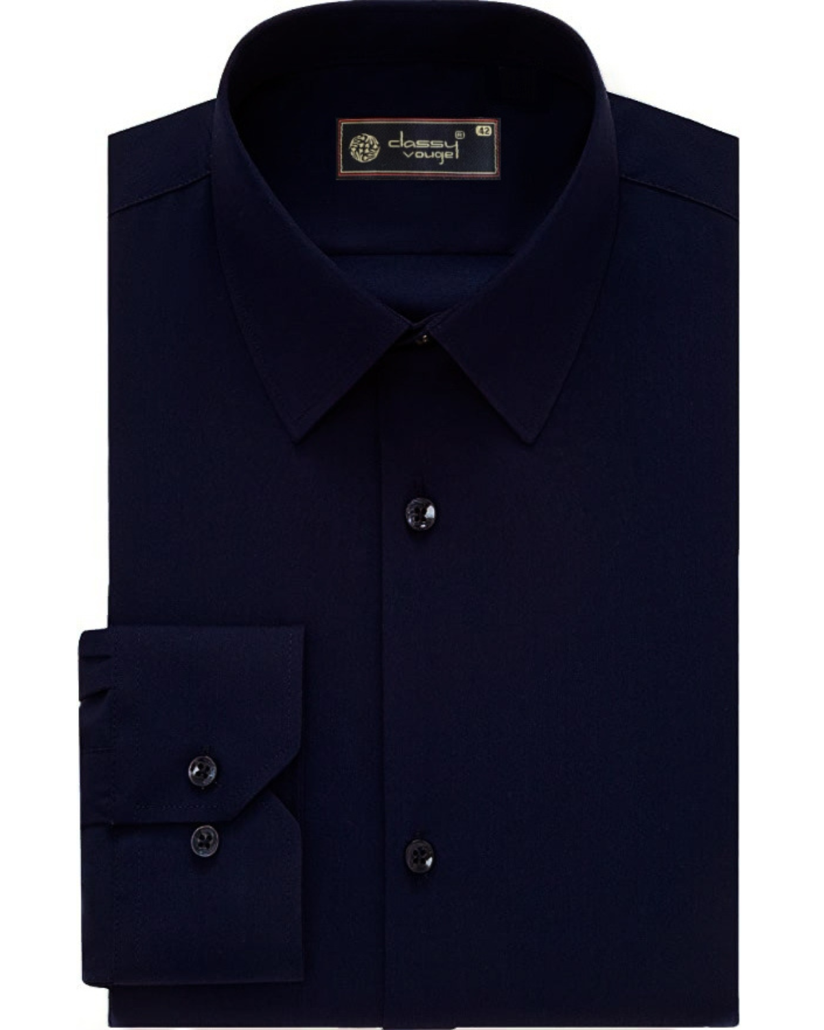 Navy Blue Plain Formal Full Sleeve Shirt For Men