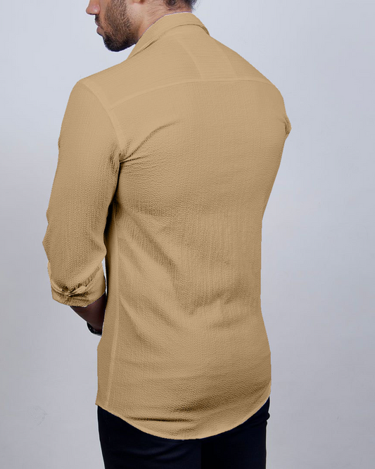 Light French Beige Seersucker Shirt