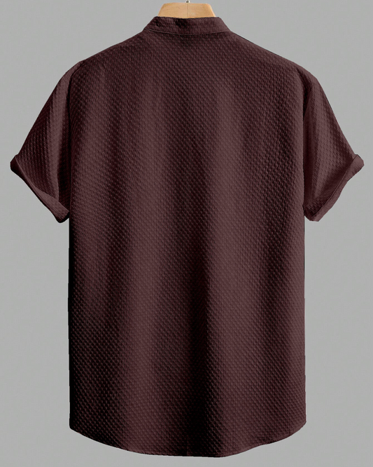 Garnet Maroon Seersucker Half Sleeve Shirt