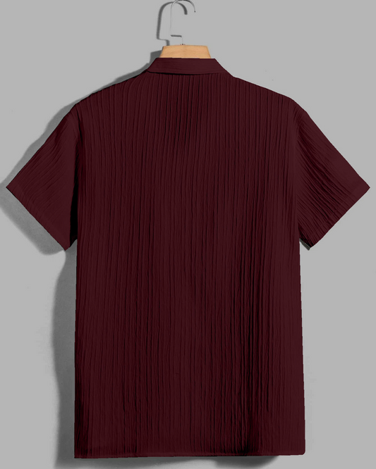 Desirable Dark Maroon Seersucker Shirt