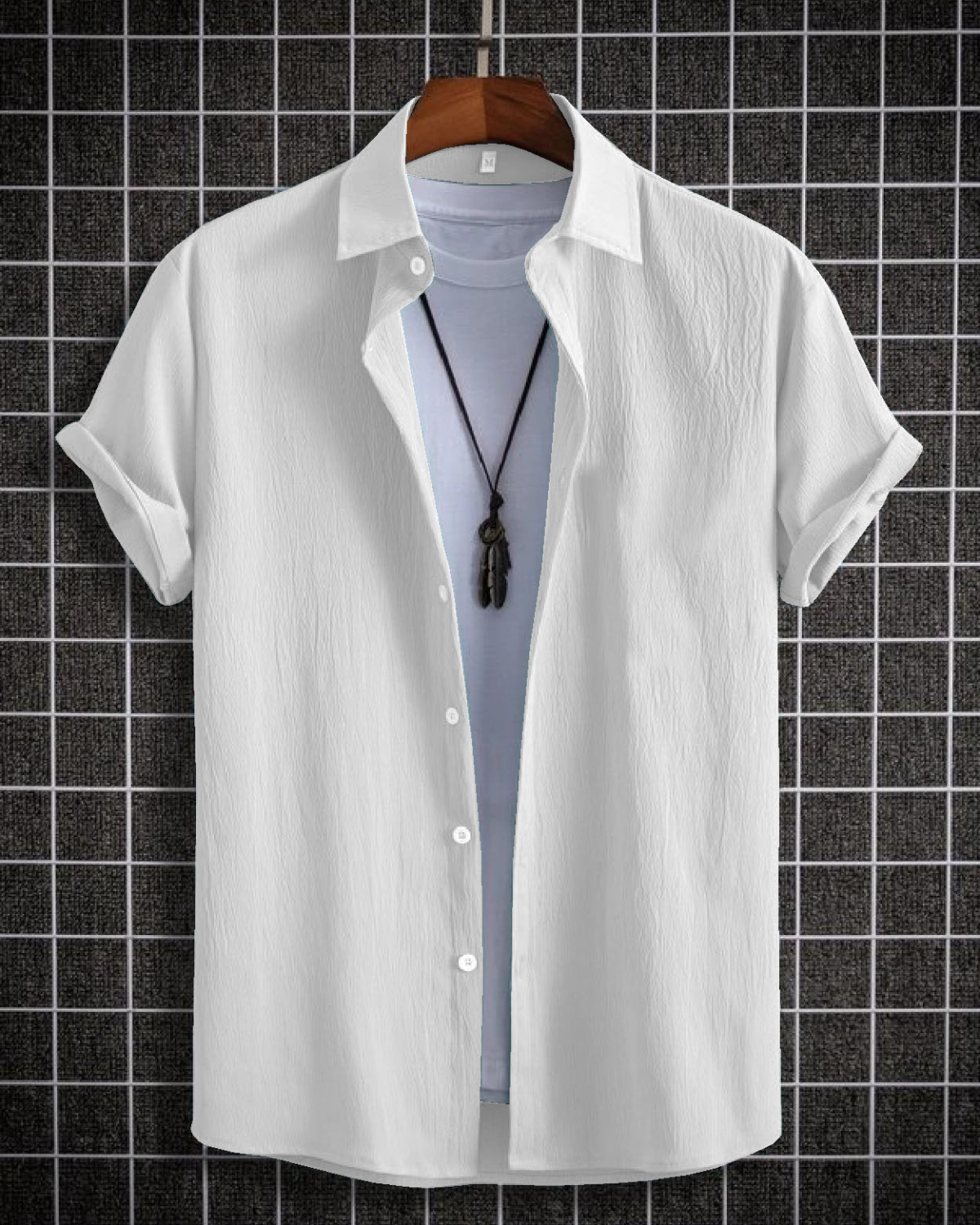 Conflate White Seersucker Half Sleeve Shirt