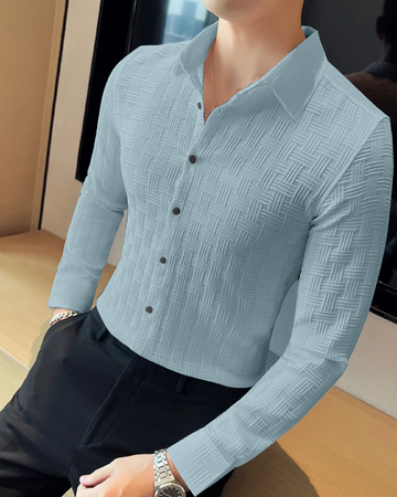 Pacific Blue Textured Regular Fit Shirt