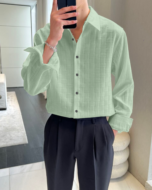 Snazzy pistachio Textured Regular Fit Shirt