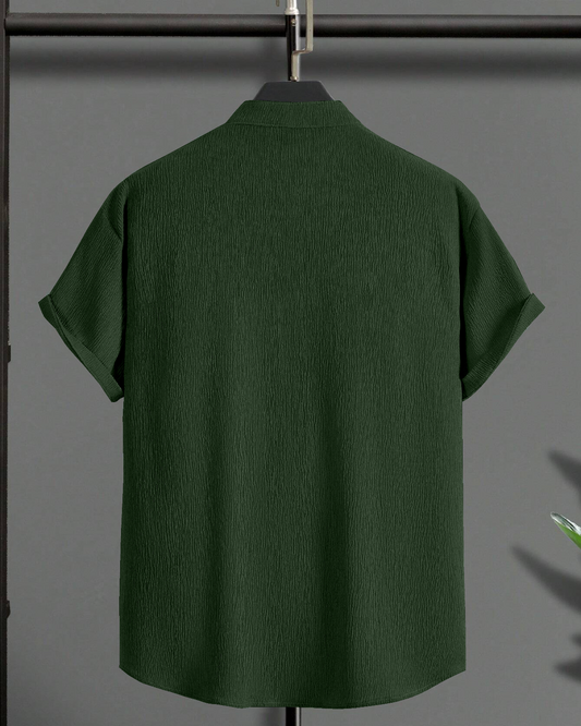 Stylish Green Seersucker Half Sleeve Kurta Shirt