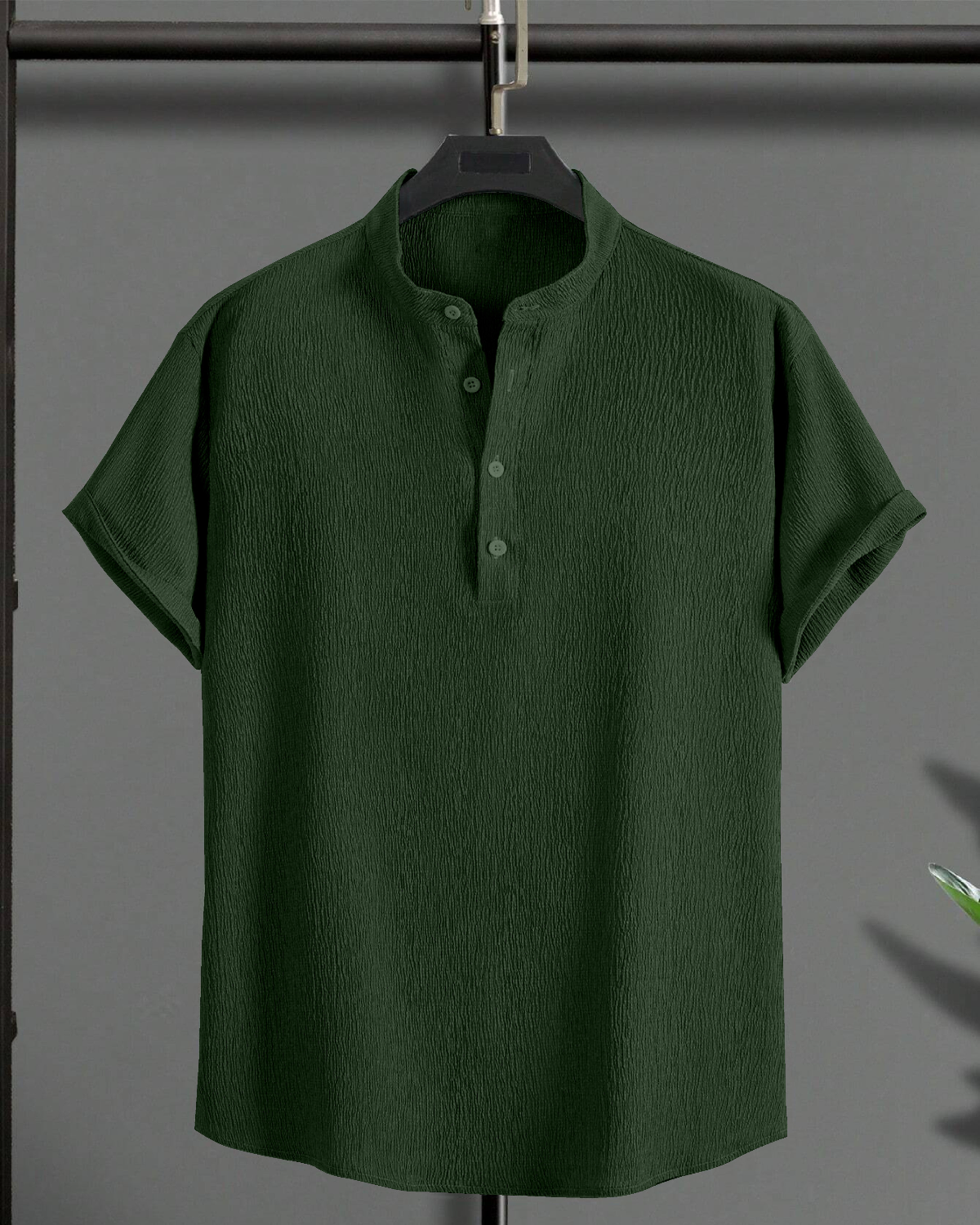 Stylish Green Seersucker Half Sleeve Kurta Shirt