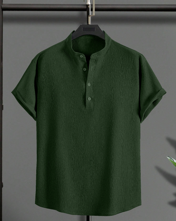 Stylish Green Seersucker Half Sleeve Kurta Shirt