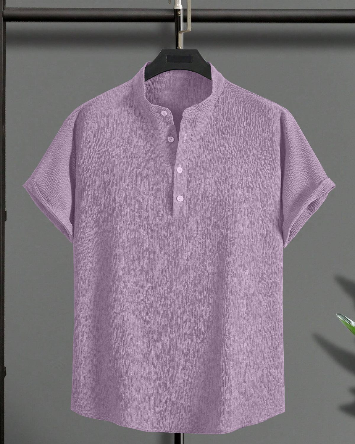 Trendy Lavender Seersucker Half Sleeve Kurta Shirt