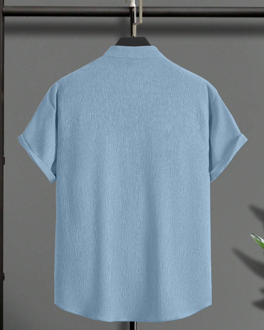 Opulent Lightblue Seersucker Half Sleeve Kurta Shirt