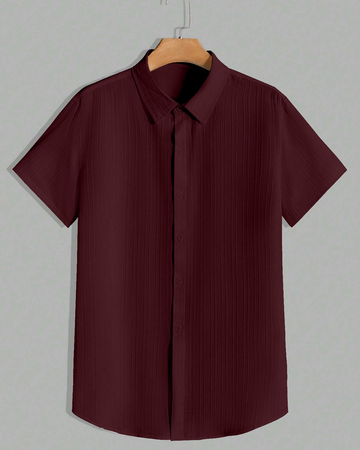 Luxuriant Dark Maroon Seersucker Shirt