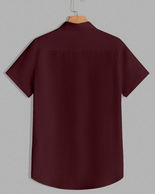 Luxuriant Dark Maroon Seersucker Shirt