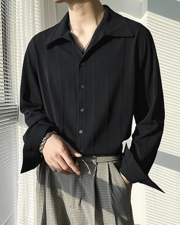 Prominent Black Regular Fit Seersucker Shirt