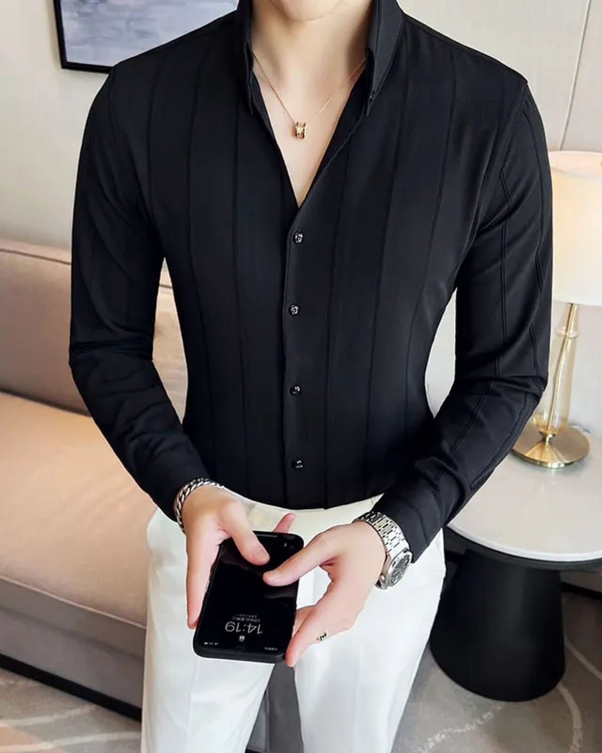 Dazzling Black Striped Premium Shirt