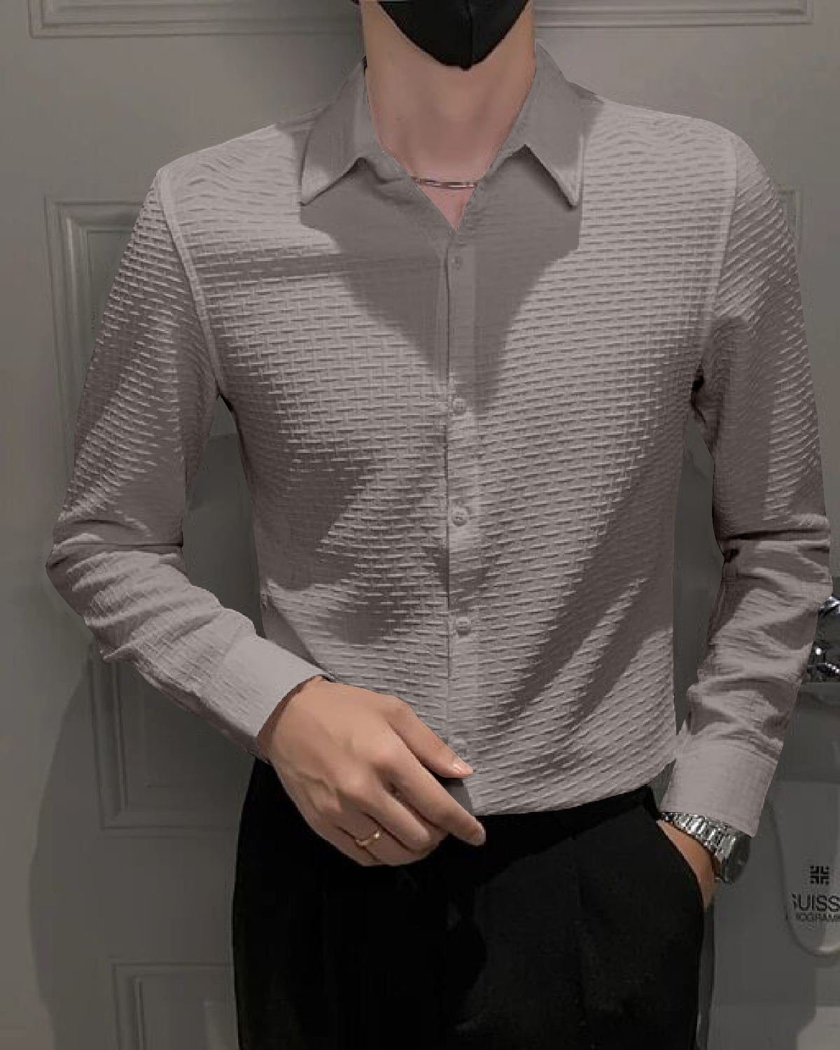 Thunder  Grey Textured Premium Shirt