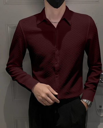 Burnt Maroon Textured Premium Shirt