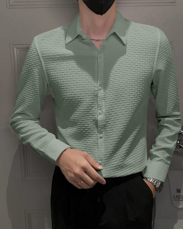 Pistachio Green Textured Premium Shirt