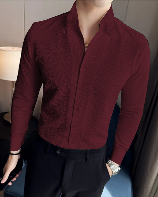 Magnetic Maroon Seersucker Shirt