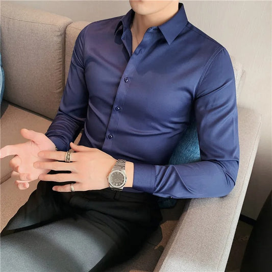 Navyblue Slim Fit Solid Plain Casual Shirt