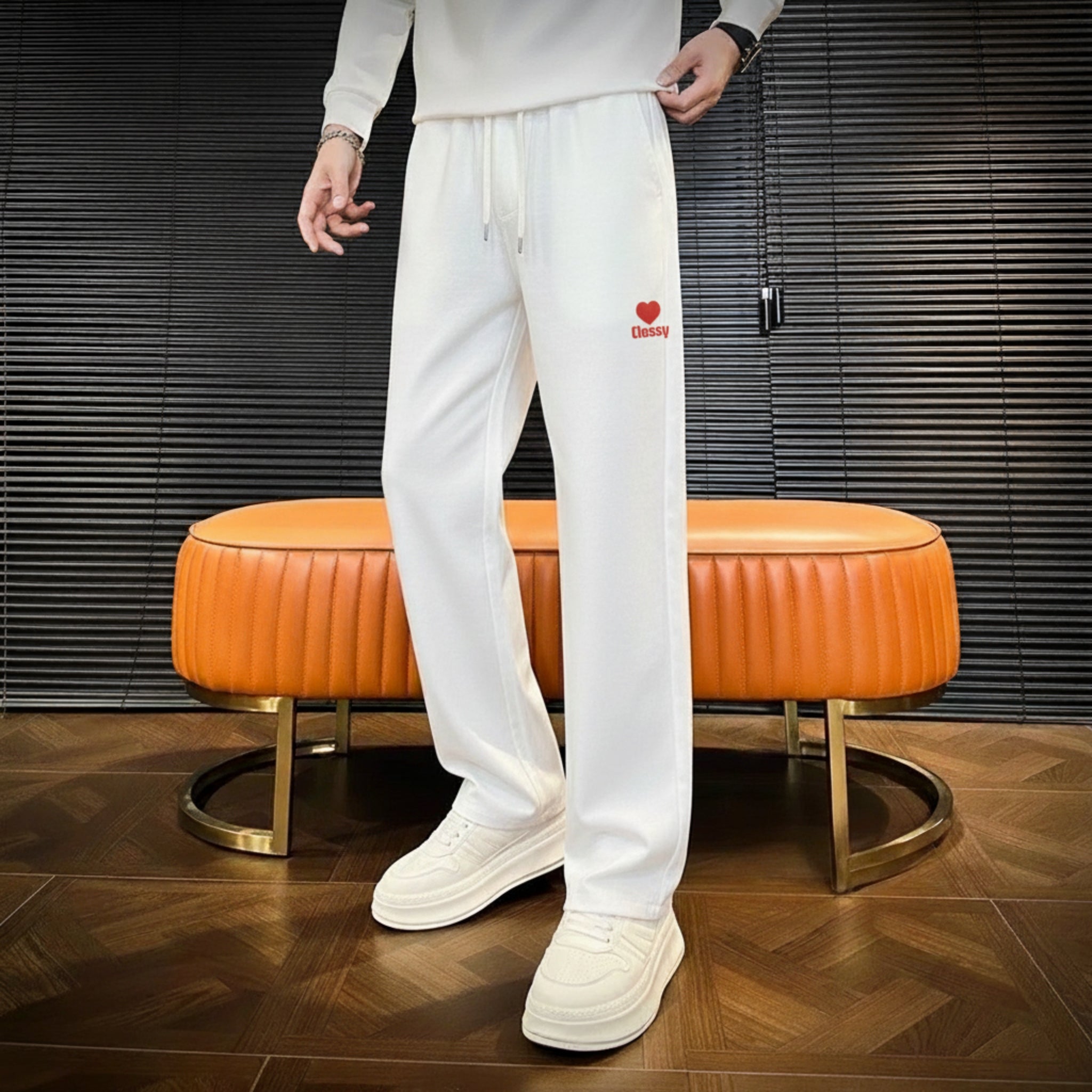 Classic Heart Accent Embroidered Relaxed-Fit Trouser