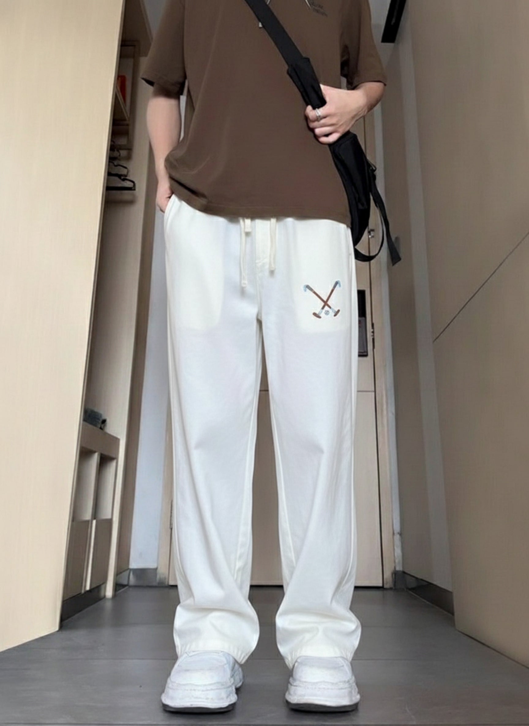 Crossed Sticks Embroidered Tailored Lounge Trouser