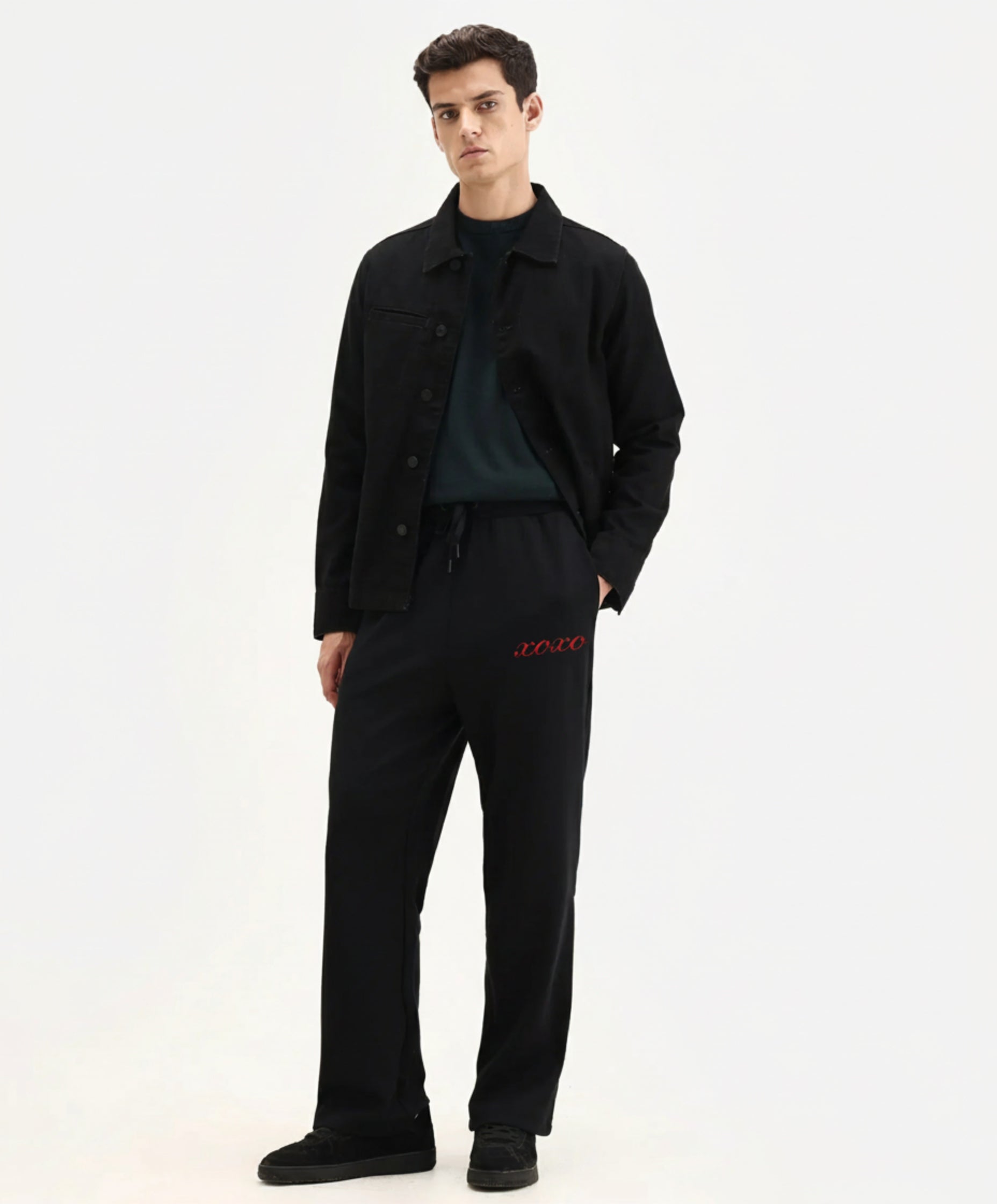 XOXO Embroidered Relaxed-Fit Streetwear Trouser