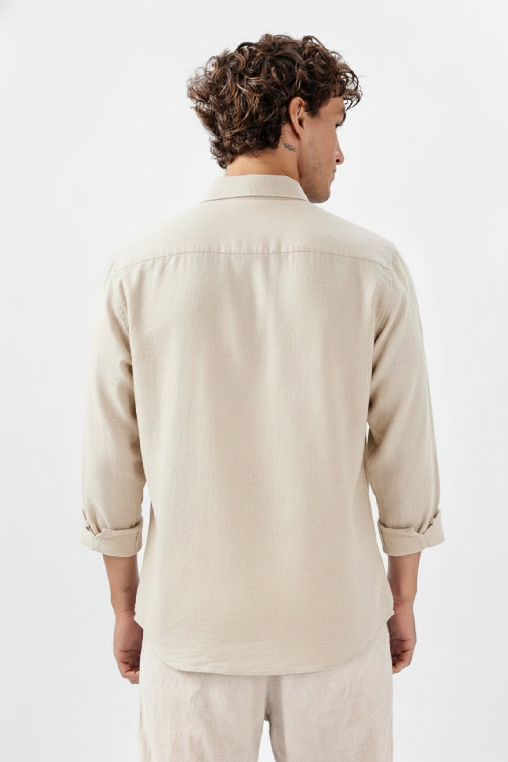 Men’s Premium Button-Down Shirt with Sailboat & Crescent Moon Embroidered Design