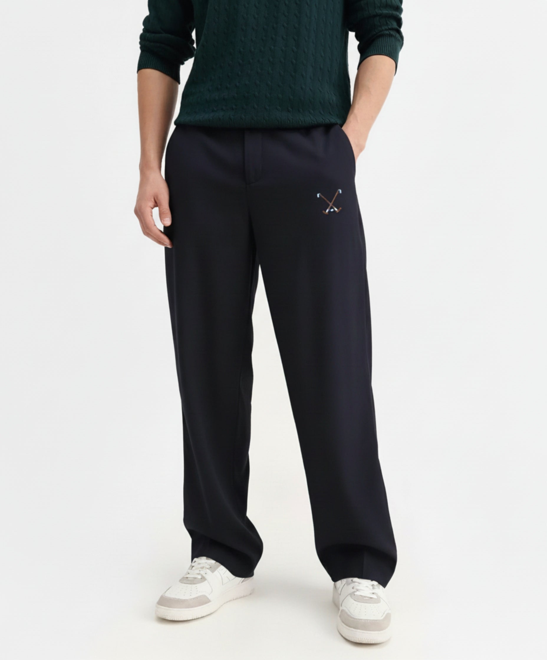 Crossed Sticks Embroidered Tailored Lounge Trouser