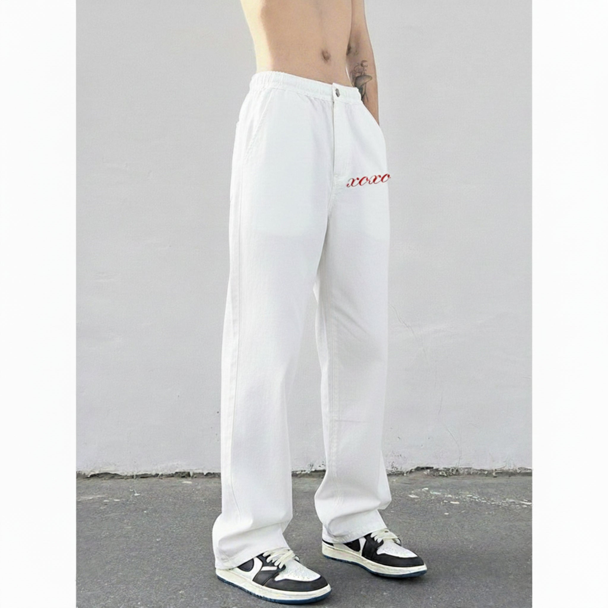 XOXO Embroidered Relaxed-Fit Streetwear Trouser