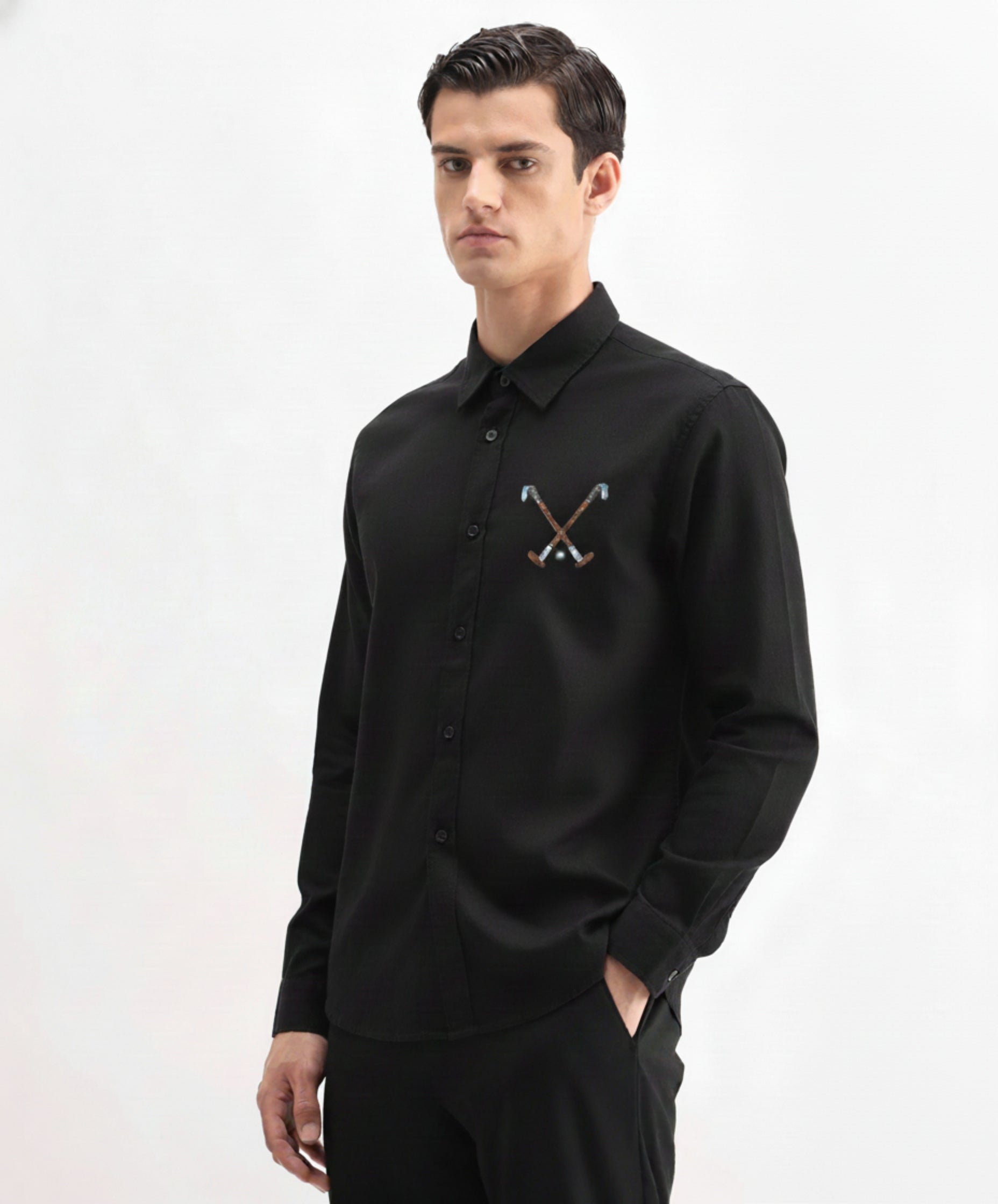 Men's Classic Oxford Shirt with Crossed-Club Embroidery