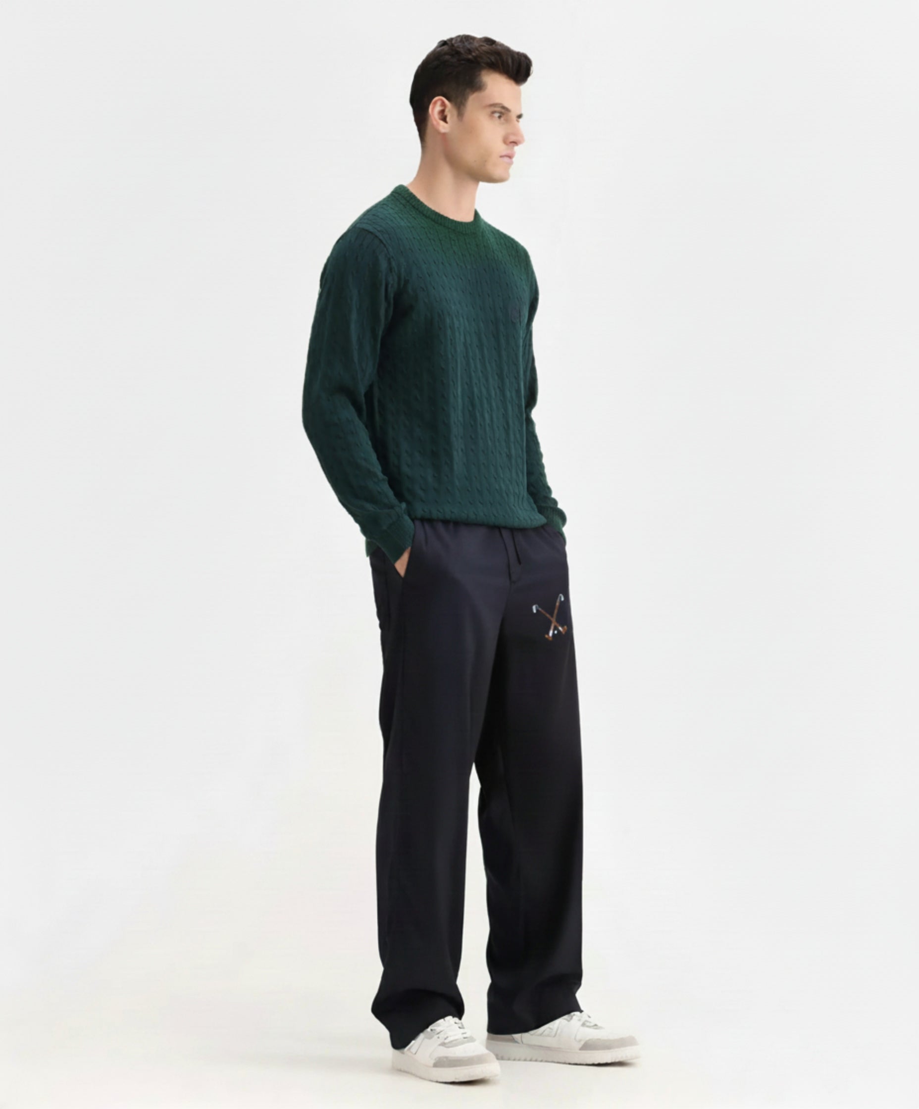 Crossed Sticks Embroidered Tailored Lounge Trouser