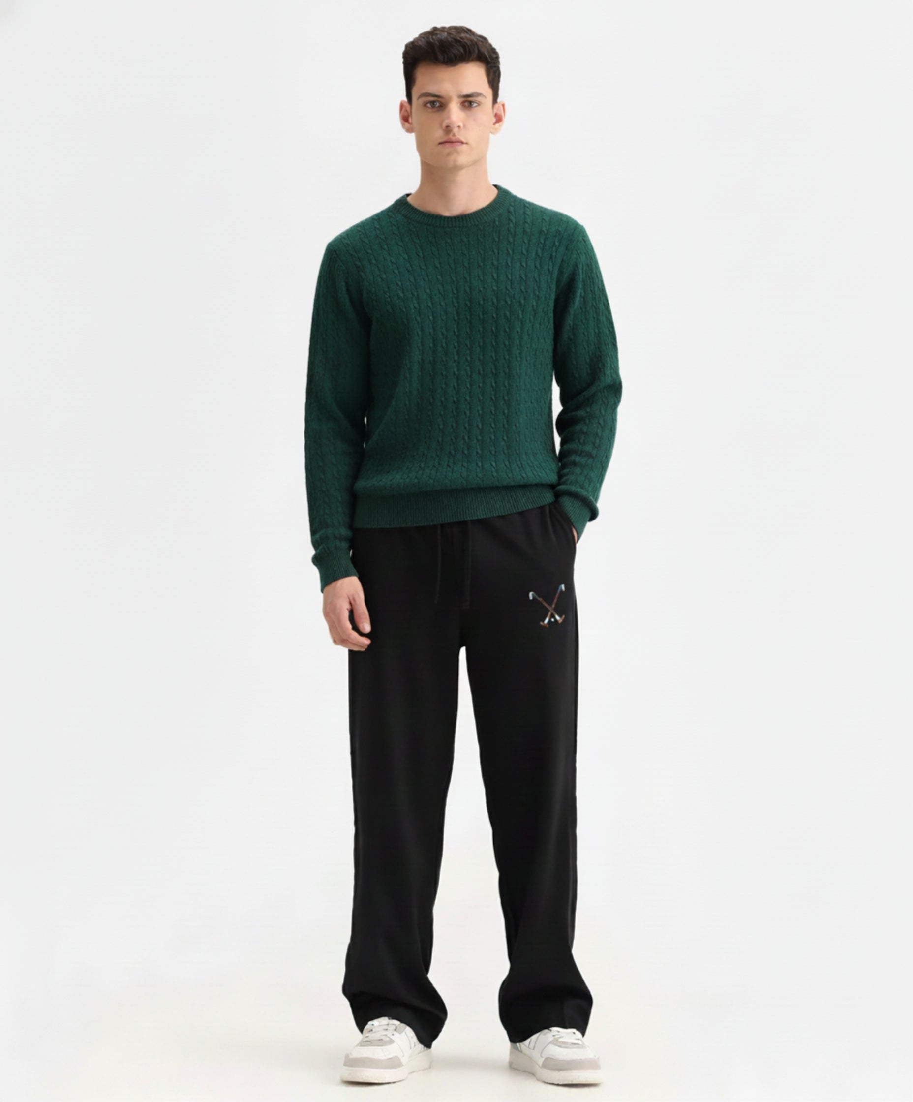 Crossed Sticks Embroidered Tailored Lounge Trouser